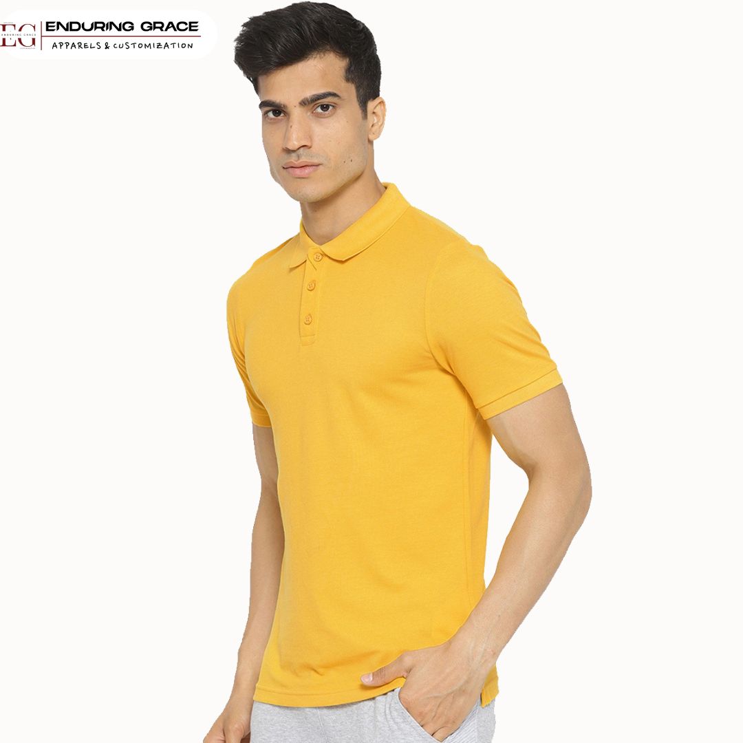 Golden Yellow Polo Neck T-Shirt - Adult Regular Fit