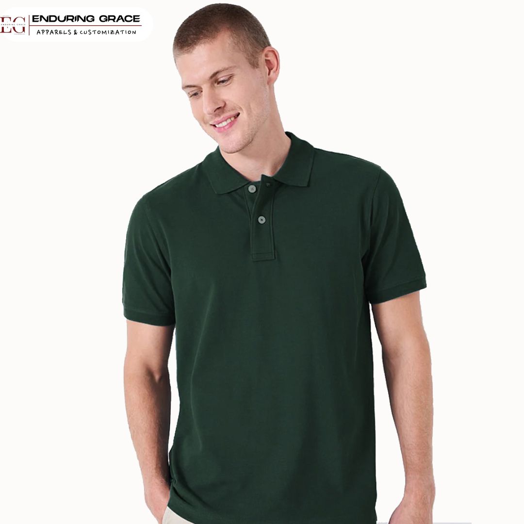 Military Green Polo Neck T-Shirt - Adult Regular Fit