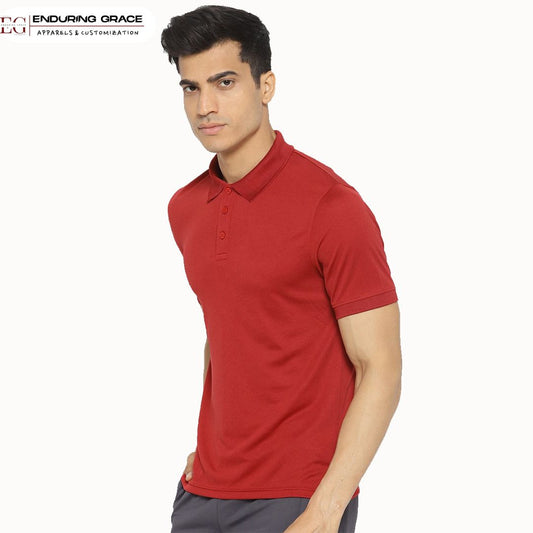 Red Polo Neck T-Shirt - Adult Regular Fit