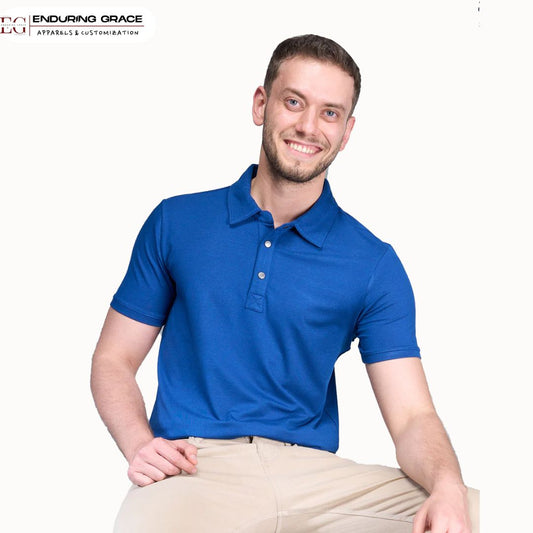 Royal Blue Polo Neck T-Shirt - Adult Regular Fit