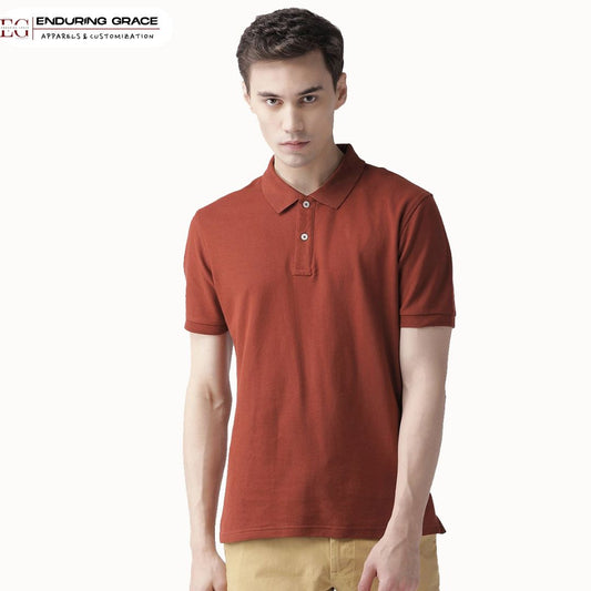 Rust Polo Neck T-Shirt - Adult Regular Fit