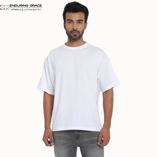 White Round Neck T-Shirt - Adult Oversized Fit