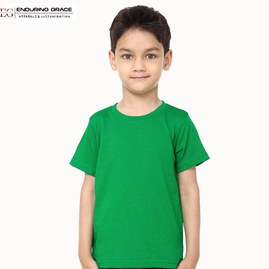 Kids Parrot Green Round Neck T-Shirt - Regular Fit