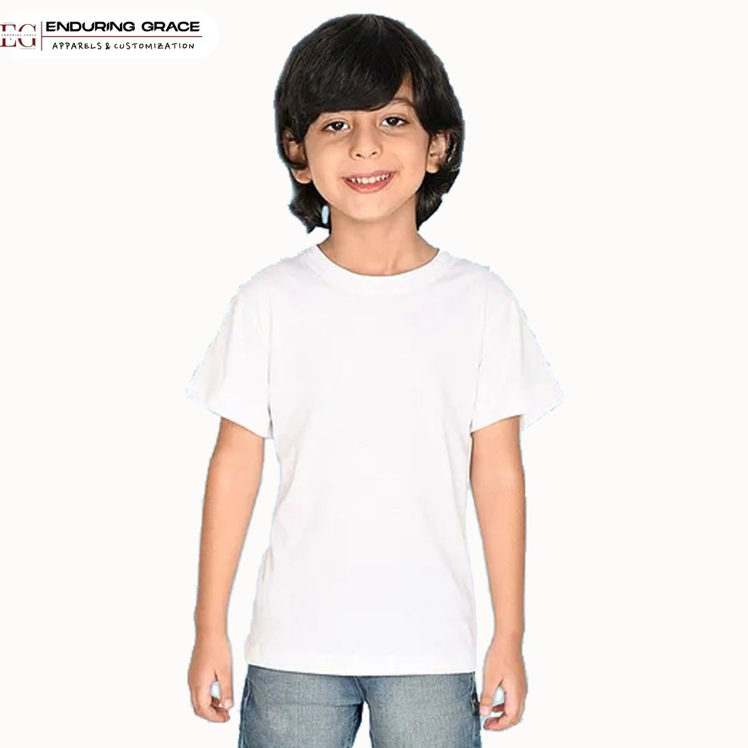 Kids White Round Neck T-Shirt - Regular Fit