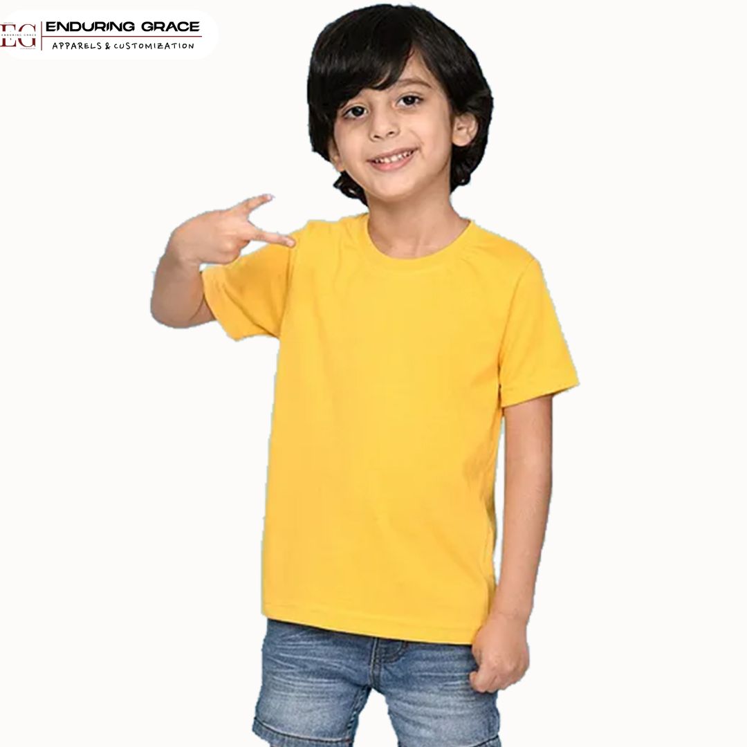 Kids Yellow Round Neck T-Shirt - Regular Fit