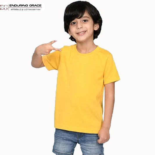 Kids Yellow Round Neck T-Shirt - Regular Fit