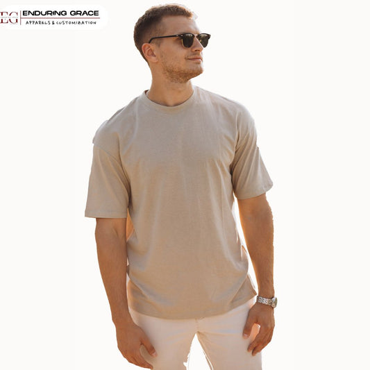 Beige Round Neck T-Shirt - Adult Unisex Regular Fit