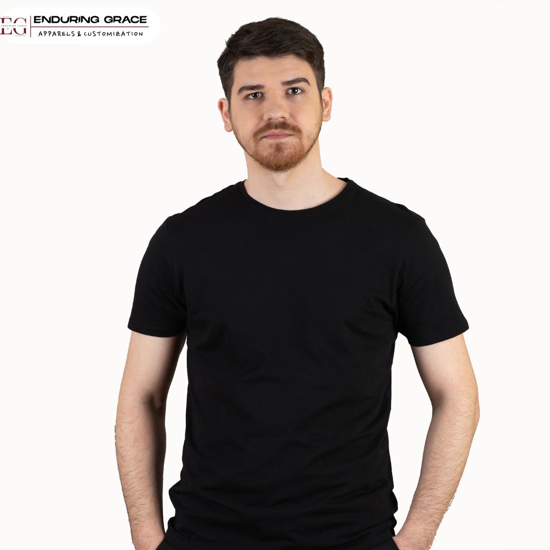 Black Round Neck T-Shirt - Adult Unisex Regular Fit