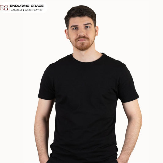 Black Round Neck T-Shirt - Adult Unisex Regular Fit