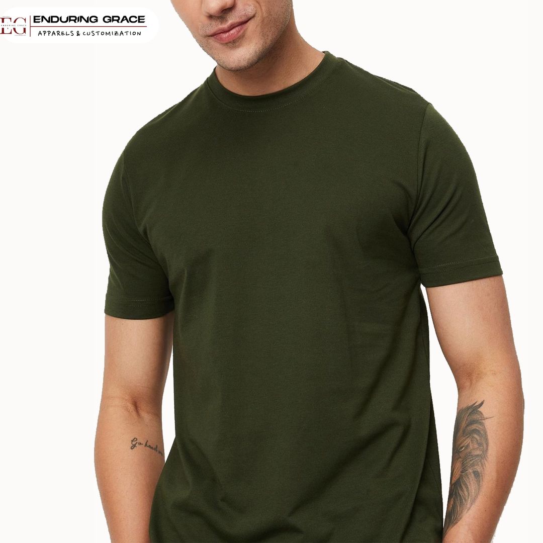 Military Green Round Neck T-Shirt - Adult Unisex Regular Fit