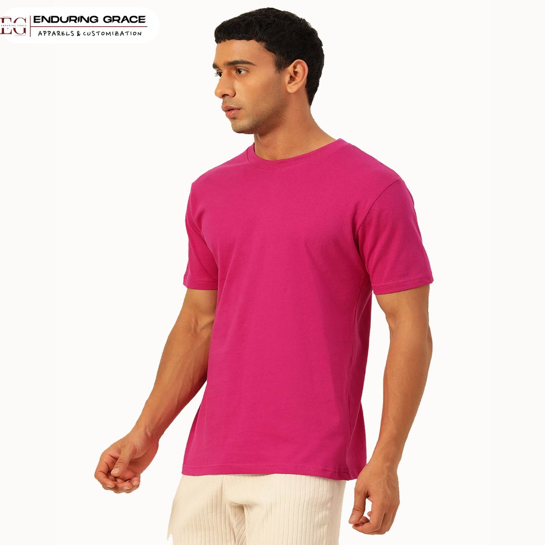 Pink Round Neck T-Shirt - Adult Unisex Regular Fit