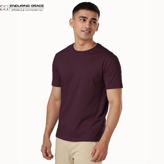 Wine Maroon Round Neck T-Shirt - Adult Unisex Regular Fit